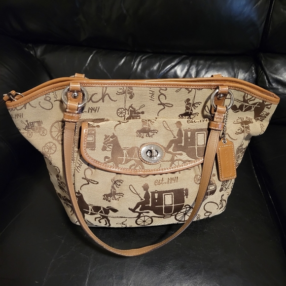 Coach Signature Handbag Horse & Carriage F14665 - Picture 1 of 8